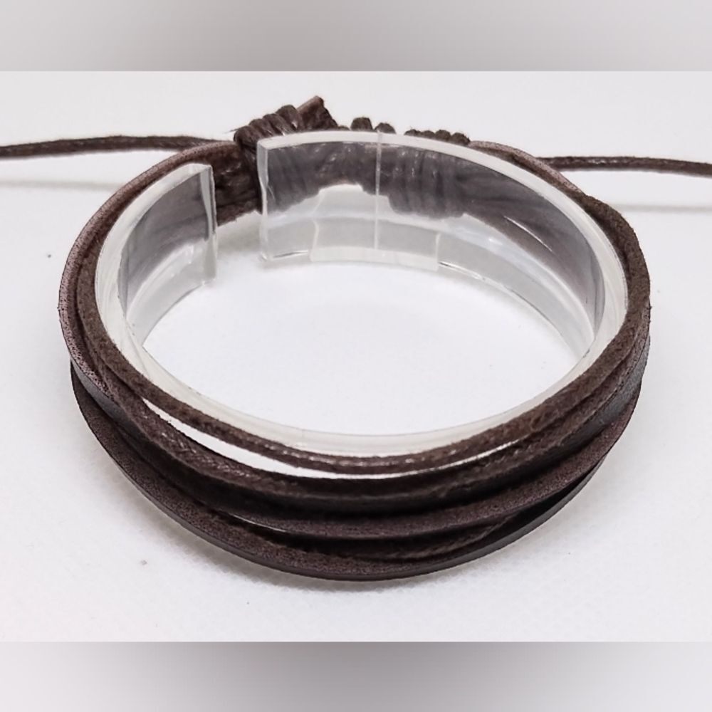 Men's Leather Bracelet‎ Layered Brown f5